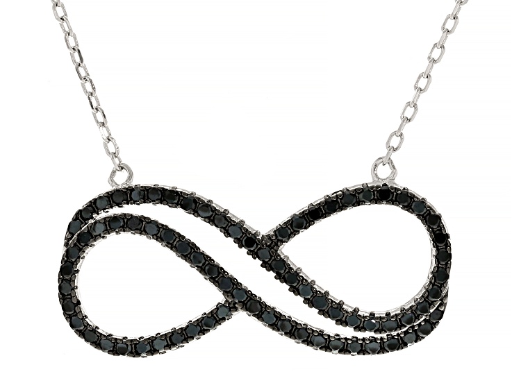 Black Spinel Rhodium Over Sterling Silver Necklace 0.63ctw