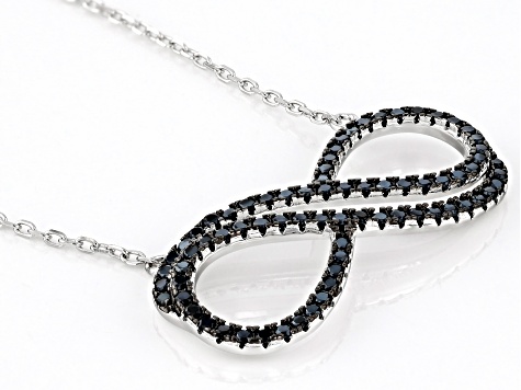Black Spinel Rhodium Over Sterling Silver Necklace 0.63ctw