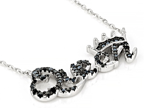 Black Spinel Rhodium Over Sterling Silver "Queen" Necklace 0.47ctw
