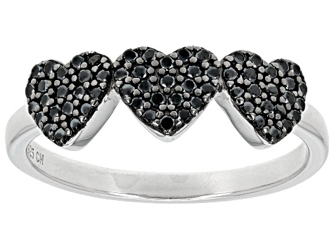 Black Spinel Rhodium Over Sterling Silver Ring 0.37ctw