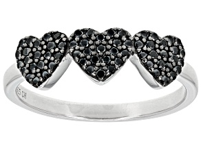 Black Spinel Rhodium Over Sterling Silver Ring 0.37ctw