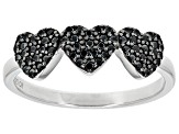 Black Spinel Rhodium Over Sterling Silver Ring 0.37ctw