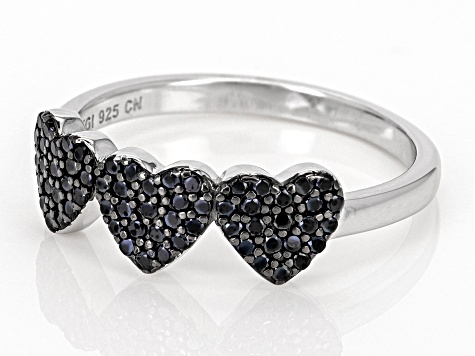 Black Spinel Rhodium Over Sterling Silver Ring 0.37ctw
