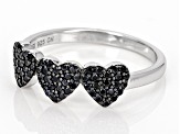 Black Spinel Rhodium Over Sterling Silver Ring 0.37ctw