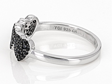 Black Spinel Rhodium Over Sterling Silver Ring 0.37ctw