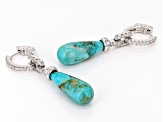 Blue Composite Turquoise Rhodium Over Sterling Silver Earrings 1.68ctw