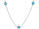 Blue Kingman Turquoise Rhodium Over Sterling Silver Necklace