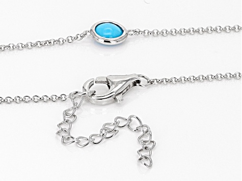 Blue Kingman Turquoise Rhodium Over Sterling Silver Necklace