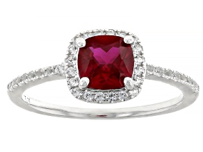 Lab Created Ruby Rhodium Over Sterling Silver Ring 0.90ctw