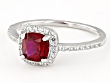 Lab Created Ruby Rhodium Over Sterling Silver Ring 0.90ctw