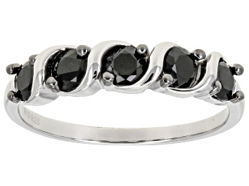 Picture of Black Spinel Rhodium Over Sterling Silver Band Ring 0.70ctw