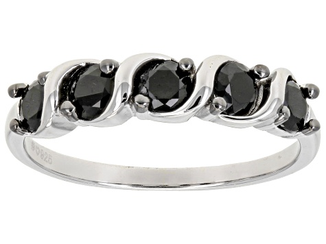 Black Spinel Rhodium Over Sterling Silver Band Ring 0.70ctw - DOK3155 ...