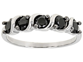 Black Spinel Rhodium Over Sterling Silver Band Ring 0.70ctw