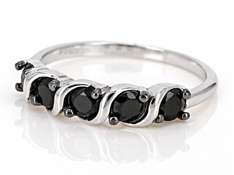Black Spinel Rhodium Over Sterling Silver Band Ring 0.70ctw