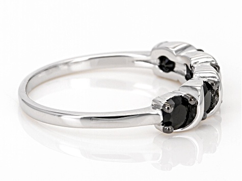 Black Spinel Rhodium Over Sterling Silver Band Ring 0.70ctw