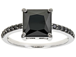 Black Spinel Rhodium Over Sterling Silver Ring 2.12ctw