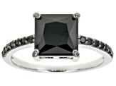 Black Spinel Rhodium Over Sterling Silver Ring 2.12ctw