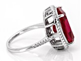 Lab Created Ruby Rhodium Over Sterling Silver Ring 10.45ctw