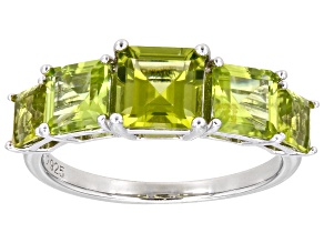 Green Peridot Rhodium Over Sterling Silver Ring 2.70ctw