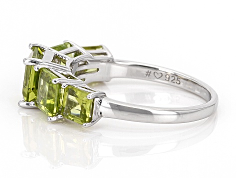 Green Peridot Rhodium Over Sterling Silver Ring 2.70ctw
