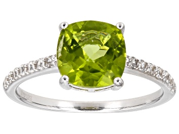 Picture of Green Peridot Rhodium Over Sterling Silver Ring 2.35ctw