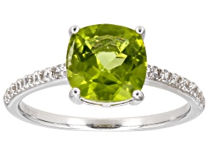 Green Peridot Rhodium Over Sterling Silver Ring 2.35ctw