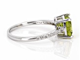 Green Peridot Rhodium Over Sterling Silver Ring 2.35ctw
