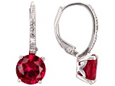 Red Lab Created Ruby Rhodium Over Sterling Silver Earrings 3.00ctw