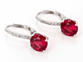 Red Lab Created Ruby Rhodium Over Sterling Silver Earrings 3.00ctw