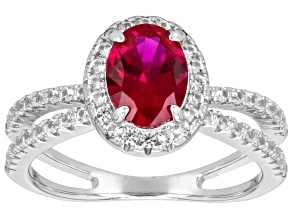 Red Lab Created Ruby Rhodium Over Sterling Silver Ring 1.50ctw