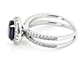 Blue Lab Created Sapphire Rhodium Over Sterling Silver Ring 1.70ctw