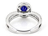 Blue Lab Created Sapphire Rhodium Over Sterling Silver Ring 1.70ctw