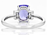 Blue Tanzanite with White Diamond Rhodium Over 10k White Gold Ring 1.43ctw