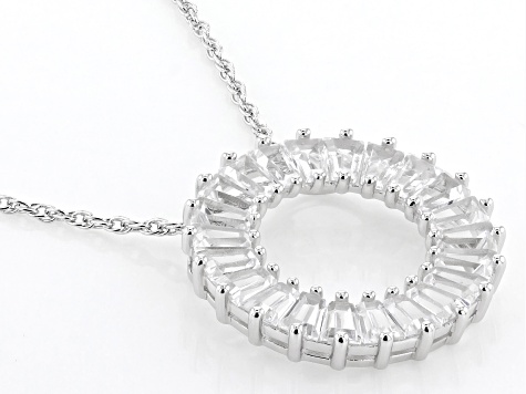 White Lab Created Sapphire Rhodium Over Sterling Silver Necklace