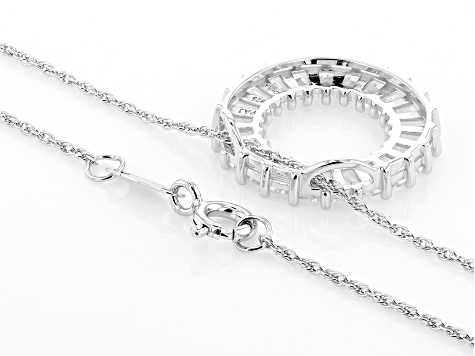 White Lab Created Sapphire Rhodium Over Sterling Silver Necklace