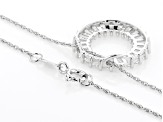 White Lab Created Sapphire Rhodium Over Sterling Silver Necklace