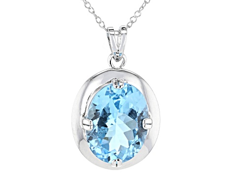 Sky Blue Topaz Rhodium Over Sterling Silver Pendant With Chain 10.00ct