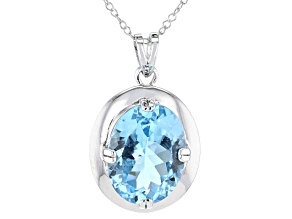 Sky Blue Topaz Rhodium Over Sterling Silver Pendant With Chain 10.00ct