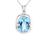 Sky Blue Topaz Rhodium Over Sterling Silver Pendant With Chain 10.00ct