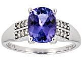 Blue Tanzanite Rhodium Over 10K White Gold Ring 1.83ctw