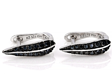 Black Spinel Rhodium Over Sterling Silver Huggie Earrings 0.33ctw