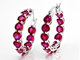 Lab Created Ruby Rhodium Over Sterling Silver Earrings 6.70ctw