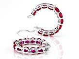 Lab Created Ruby Rhodium Over Sterling Silver Earrings 6.70ctw