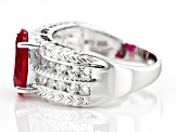 Lab Created Ruby Rhodium Over Sterling Silver Ring 4.35ctw