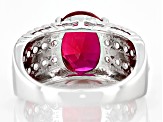 Lab Created Ruby Rhodium Over Sterling Silver Ring 4.35ctw