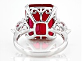 Lab Created Ruby Rhodium Over Sterling Silver Ring 14.10ctw