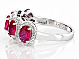 Lab Created Ruby Rhodium Over Sterling Silver Ring 2.60ctw