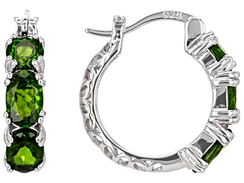Green Chrome Diopside Rhodium Over Sterling Silver Earrings 1.80ctw ...