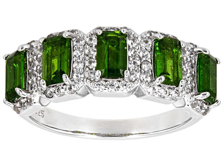 Green Chrome Diopside Rhodium Over Sterling Silver Ring 2.05ctw 