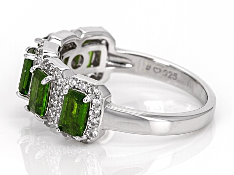 Green Chrome Diopside Rhodium Over Sterling Silver Ring 2.05ctw